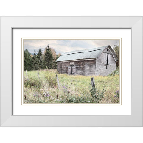Rustic Country Barn White Modern Wood Framed Art Print with Double Matting by Deiter, Lori