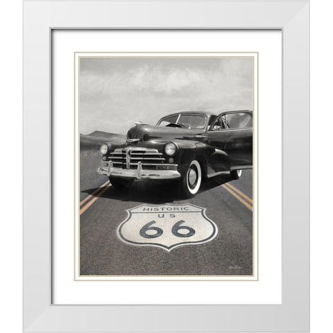 Historic Route 66 White Modern Wood Framed Art Print with Double Matting by Deiter, Lori