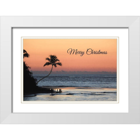 Palm Tree Christmas White Modern Wood Framed Art Print with Double Matting by Deiter, Lori