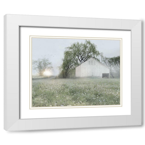Green Country Morning White Modern Wood Framed Art Print with Double Matting by Deiter, Lori