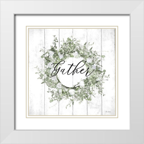 Gather Wreath White Modern Wood Framed Art Print with Double Matting by Deiter, Lori