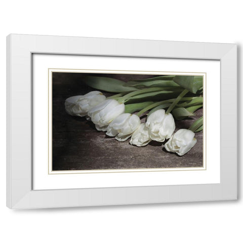 Gathered Tulips White Modern Wood Framed Art Print with Double Matting by Deiter, Lori