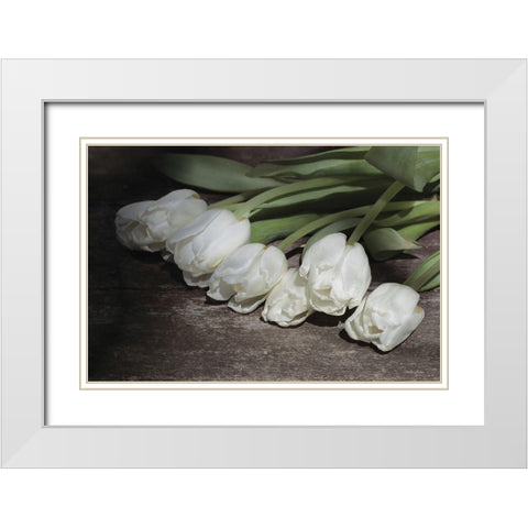 Gathered Tulips White Modern Wood Framed Art Print with Double Matting by Deiter, Lori