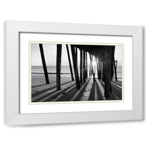 Sunrise at the Pier I White Modern Wood Framed Art Print with Double Matting by Deiter, Lori