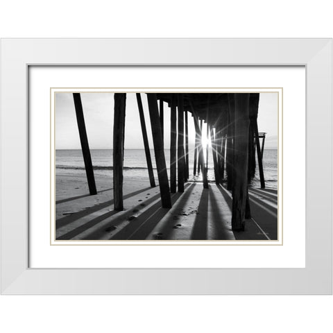 Sunrise at the Pier I White Modern Wood Framed Art Print with Double Matting by Deiter, Lori