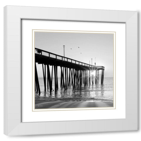 Sunrise at the Pier I White Modern Wood Framed Art Print with Double Matting by Deiter, Lori