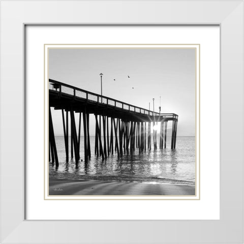Sunrise at the Pier I White Modern Wood Framed Art Print with Double Matting by Deiter, Lori