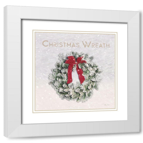 Christmas Wreath White Modern Wood Framed Art Print with Double Matting by Deiter, Lori
