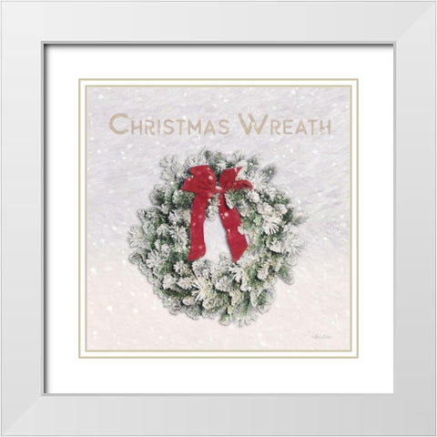 Christmas Wreath White Modern Wood Framed Art Print with Double Matting by Deiter, Lori
