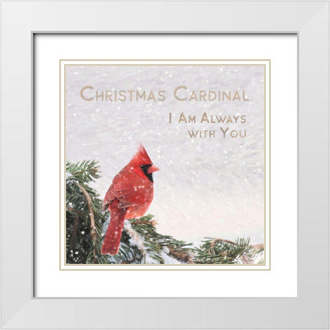 Christmas Cardinal White Modern Wood Framed Art Print with Double Matting by Deiter, Lori