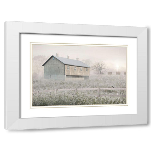 Dewy Country Morning White Modern Wood Framed Art Print with Double Matting by Deiter, Lori