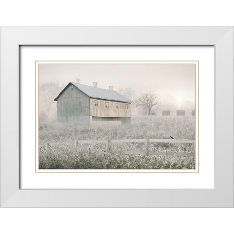 Dewy Country Morning White Modern Wood Framed Art Print with Double Matting by Deiter, Lori