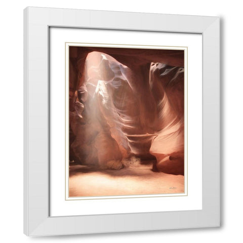 Antelope Canyon Sunbeams II White Modern Wood Framed Art Print with Double Matting by Deiter, Lori