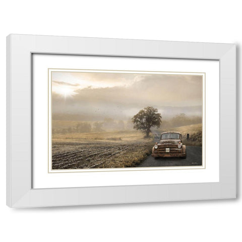 Golden Foggy Road White Modern Wood Framed Art Print with Double Matting by Deiter, Lori
