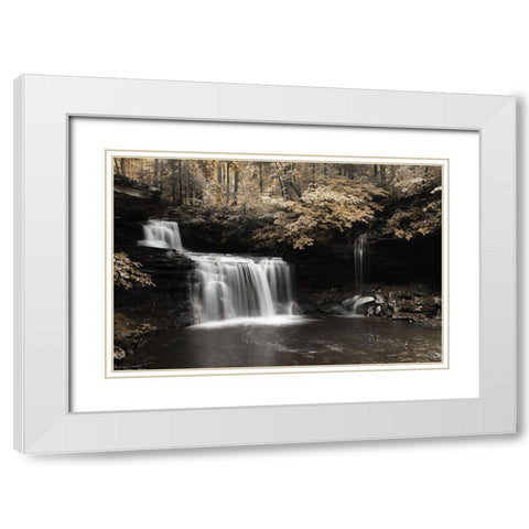 Golden Waterfall I White Modern Wood Framed Art Print with Double Matting by Deiter, Lori
