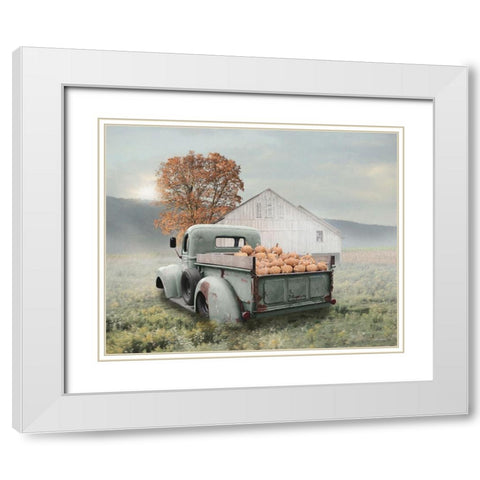 Pumpkin Season White Modern Wood Framed Art Print with Double Matting by Deiter, Lori