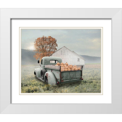 Pumpkin Season White Modern Wood Framed Art Print with Double Matting by Deiter, Lori
