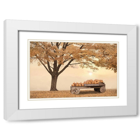 Autumn Leaves and Pumpkins Please White Modern Wood Framed Art Print with Double Matting by Deiter, Lori