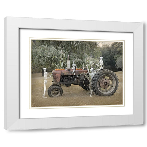 Happy Fall White Modern Wood Framed Art Print with Double Matting by Deiter, Lori
