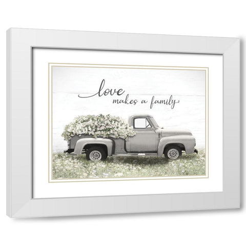 Love Makes a Family White Modern Wood Framed Art Print with Double Matting by Deiter, Lori
