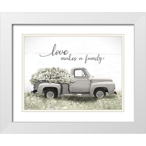 Love Makes a Family White Modern Wood Framed Art Print with Double Matting by Deiter, Lori