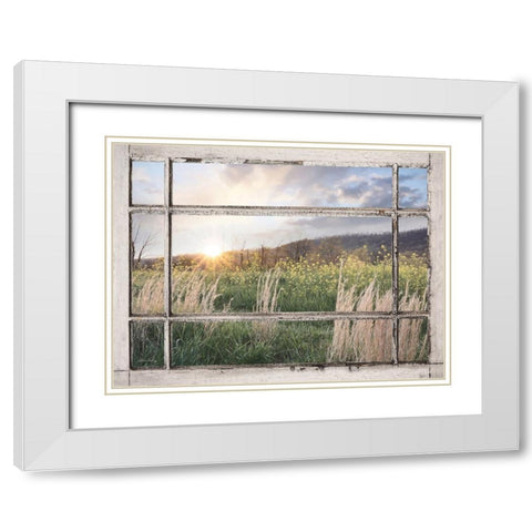 Country Sunset White Modern Wood Framed Art Print with Double Matting by Deiter, Lori