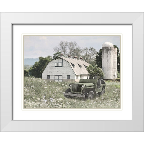 Old Jeep at the Farm White Modern Wood Framed Art Print with Double Matting by Deiter, Lori