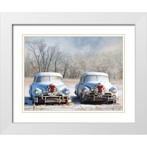 Christmas Buddies White Modern Wood Framed Art Print with Double Matting by Deiter, Lori