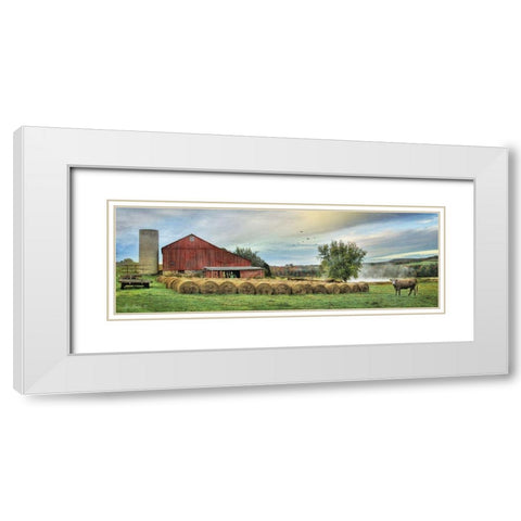 Hay Harvest White Modern Wood Framed Art Print with Double Matting by Deiter, Lori