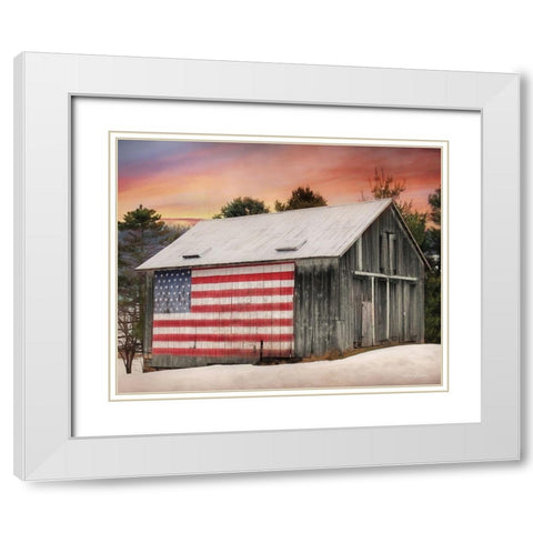 Flag Barn White Modern Wood Framed Art Print with Double Matting by Deiter, Lori