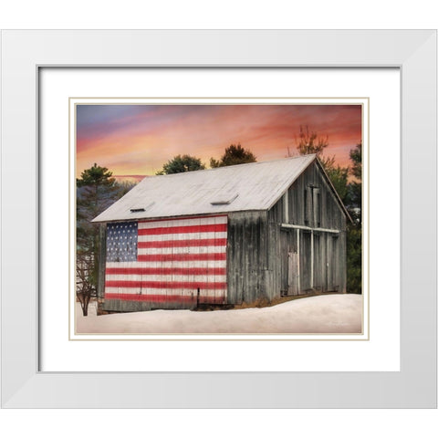 Flag Barn White Modern Wood Framed Art Print with Double Matting by Deiter, Lori