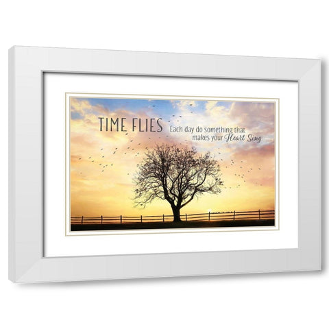 Time Flies White Modern Wood Framed Art Print with Double Matting by Deiter, Lori