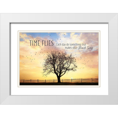 Time Flies White Modern Wood Framed Art Print with Double Matting by Deiter, Lori