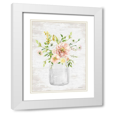 Floral Bouquet 1 White Modern Wood Framed Art Print with Double Matting by Lettered and Lined