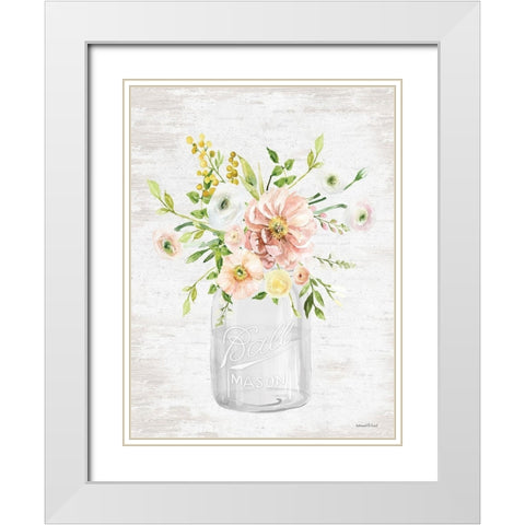 Floral Bouquet 1 White Modern Wood Framed Art Print with Double Matting by Lettered and Lined