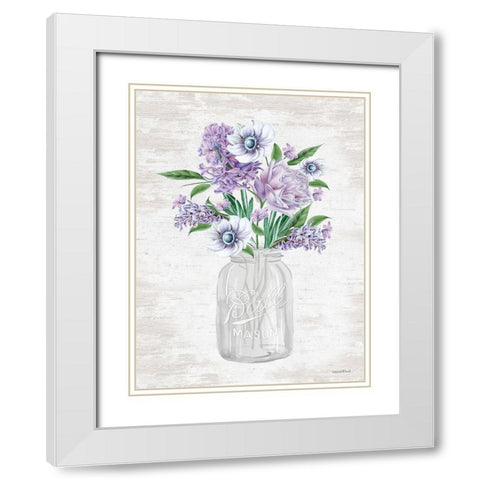 Floral Bouquet 2 White Modern Wood Framed Art Print with Double Matting by Lettered and Lined