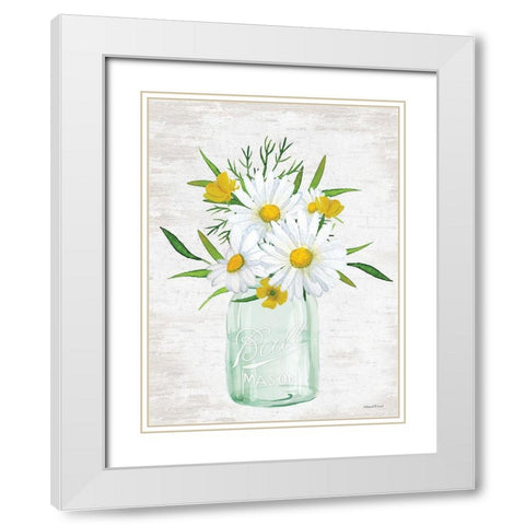 Floral Bouquet 3 White Modern Wood Framed Art Print with Double Matting by Lettered and Lined
