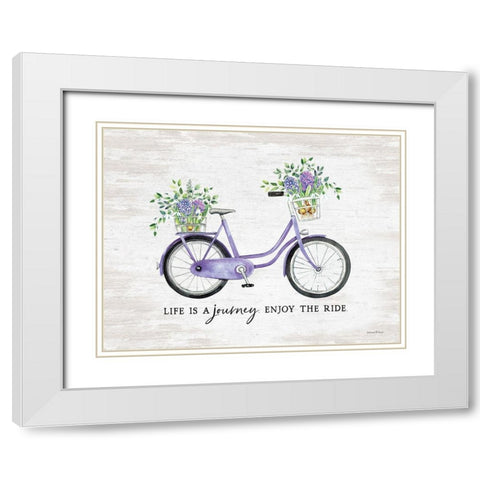 Enjoy the Ride White Modern Wood Framed Art Print with Double Matting by Lettered and Lined