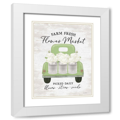 Flower Market - Hydrangeas White Modern Wood Framed Art Print with Double Matting by Lettered and Lined