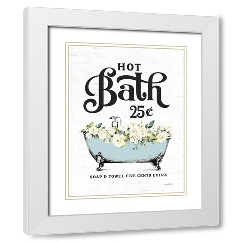 Hot Bath White Modern Wood Framed Art Print with Double Matting by Lettered and Lined