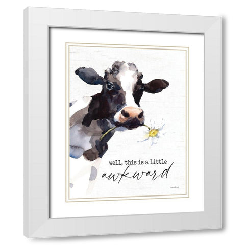 A Little Awkward  Bath White Modern Wood Framed Art Print with Double Matting by Lettered and Lined