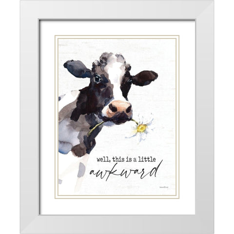 A Little Awkward  Bath White Modern Wood Framed Art Print with Double Matting by Lettered and Lined