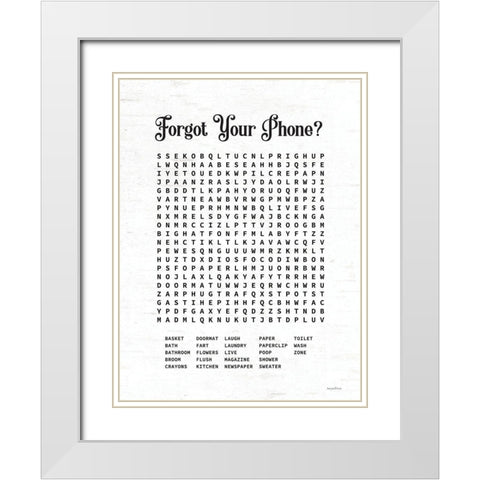 Forgot Your Phone? White Modern Wood Framed Art Print with Double Matting by Lettered and Lined