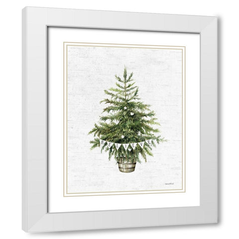 Believe Christmas Tree White Modern Wood Framed Art Print with Double Matting by Lettered and Lined
