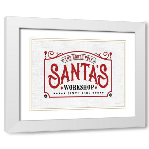 Santas Workshop White Modern Wood Framed Art Print with Double Matting by Lettered and Lined