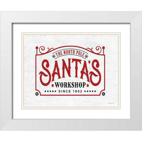 Santas Workshop White Modern Wood Framed Art Print with Double Matting by Lettered and Lined