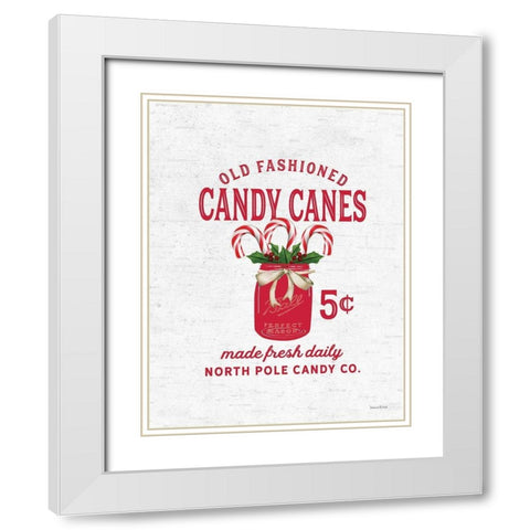 Old Fashioned Candy Canes White Modern Wood Framed Art Print with Double Matting by Lettered and Lined
