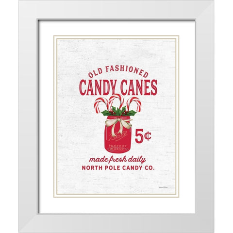 Old Fashioned Candy Canes White Modern Wood Framed Art Print with Double Matting by Lettered and Lined