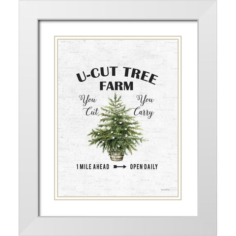 U-Cut Tree Farm White Modern Wood Framed Art Print with Double Matting by Lettered and Lined