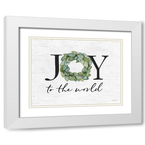 Joy to the World White Modern Wood Framed Art Print with Double Matting by Lettered and Lined